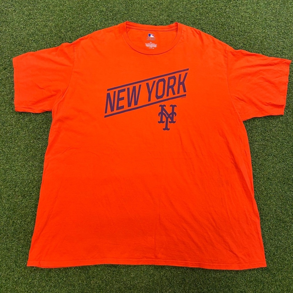 MLB New York Mets T-Shirt Mens 3XL Orange Short Sleeve Graphic Tee Cotton